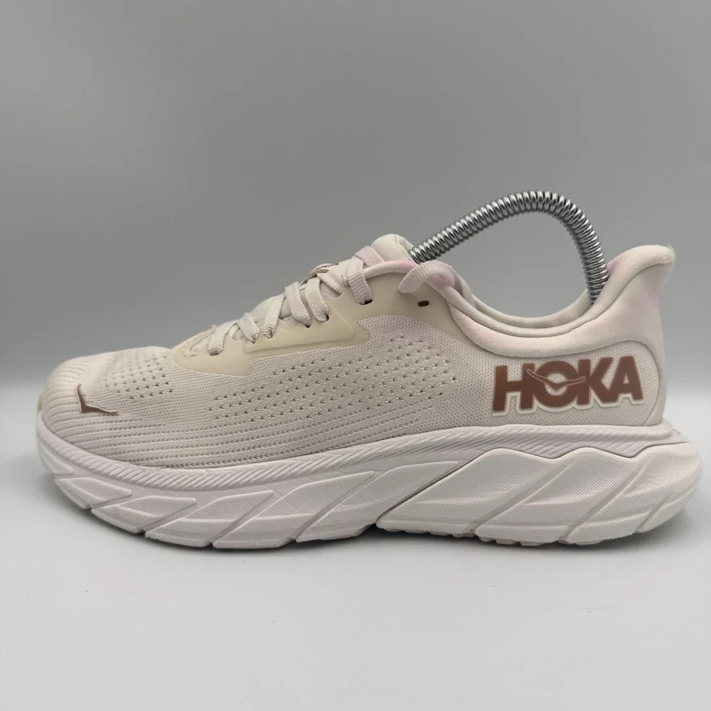 Hoka One One Arahi 7 Womens Size 8 Running Shoes Sneakers Cream Rose Gold